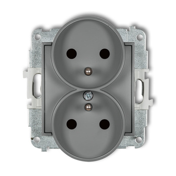 KARLIK ICON 27IGPR-2zp  Gniazdo podwójne do ramki z uziemieniem 2x(2P+Z) (przesłony torów prądowych)