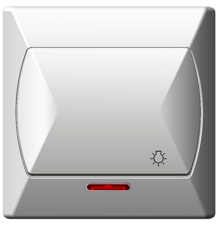 OSPEL AKCENT ŁP-5AS/00 Łącznik zwierny "światło" z podświetleniem biały