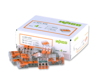 WAGO 221-413 SZYBKOZŁĄCZKA 3x0,14-4 ZŁĄCZKA 20 szt