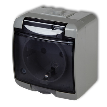 KARLIK JUNIOR 10GHE-1sd  Gniazdo pojedyncze z uziemieniem SCHUKO 2P+Z (klapka dymna; bez przesłon)