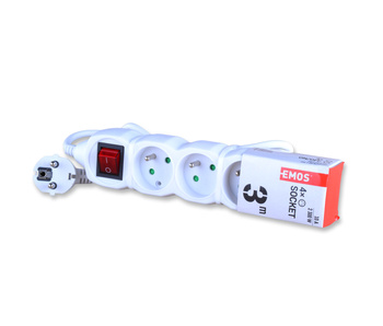 Emos p1413 przedłużacz z uziemieniem wyłącznikiem 4 gniazda 3m