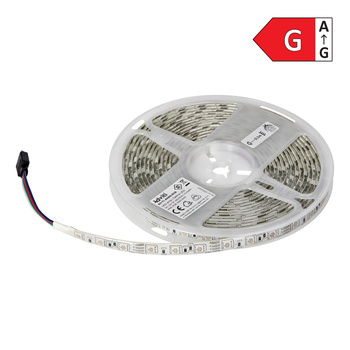 Taśma LED 12V, 5050, 60L/m, 210lm/m, 14,4W/m, IP63, RGB, 5m,