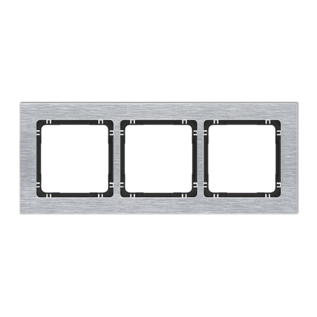 KARLIK DECO 7-12-DRA-3 Ramka uniwersalna potrójna - aluminium szczotkowane (ramka: srebrna; spód: czarny)