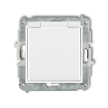 KARLIK MINI MGPB-1sp  Gniazdo bryzgoszczelne z uziemieniem SCHUKO 2P+Z (klapka biała