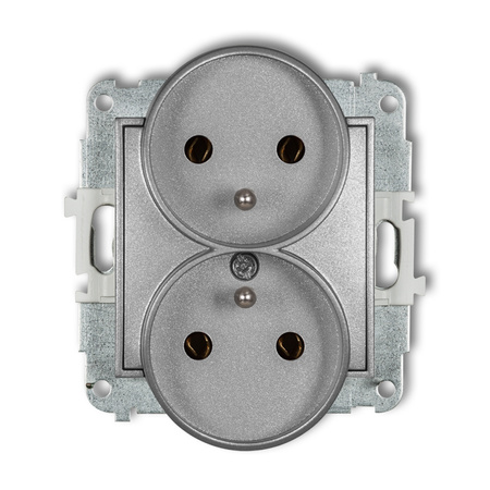 KARLIK ICON 7IGPR-2z  Gniazdo podwójne do ramki z uziemieniem 2x(2P+Z) (bez przesłon torów prądowych)