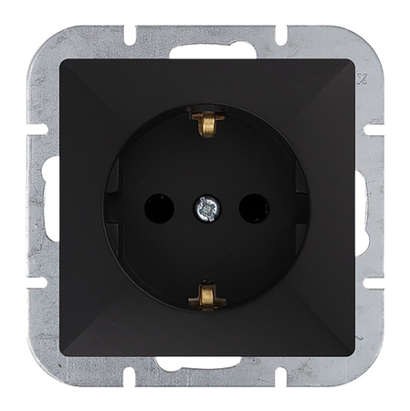 Gniazdo pojedyncze p/t 2P+Z Schuko Pearl, 16A, 250V, PT-17P, czarny
