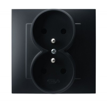 OSPEL SZAFIR GP-2ZZ/33 Gniazdo podwójne z uziemieniem kompletne czarny