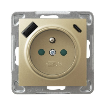 OSPEL IMPRESJA GP-1YZPUSBAC/m/28 Gniazdo z/u, przesłony, ładowarka USB