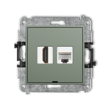 KARLIK MINI 61MGHKBO Mechanizm gniazda pojedynczego HDMI 2.0, 4K + gniazda komp. poj. 1xRJ45, kat. 5e, 8-stykowy, bez pola opisowego