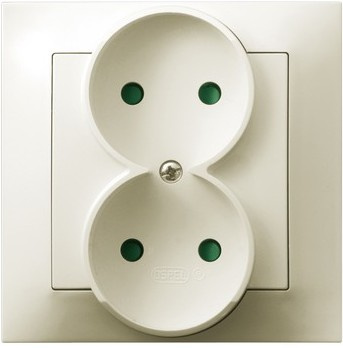 OSPEL IMPRESJA GP-2YP/27 Gniazdo podwójne z przesłonami, kompletne