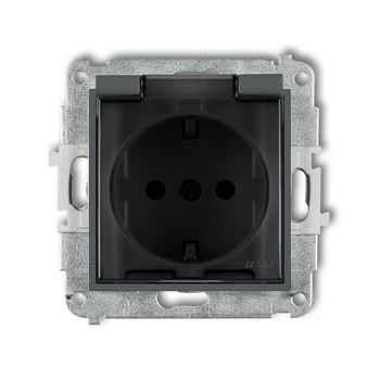 KARLIK MINI 28MGPB-1sdp  Gniazdo bryzgoszczelne z uziemieniem SCHUKO 2P+Z (klapka dymna