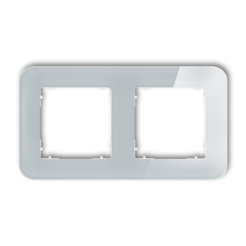 KARLIK ICON 15-0-IRSZ-2 Ramka uniwersalna podwójna zaokrąglona - efekt szkła (ramka: szara; spód: biały)