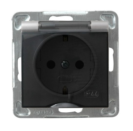 OSPEL IMPRESJA GPH-1YS/m/18/d Gniazdo bryzgoszczelne schuko IP-44 srebr