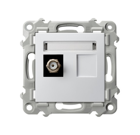 OSPEL SZAFIR GPA-1ZF/m/00 Gniazdo antenowe typu F pojedyncze biały