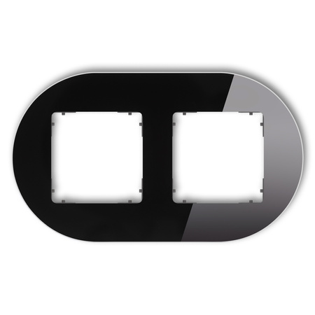 KARLIK ICON 12-28-IRSO-2 Ramka uniwersalna podwójna okrągła  - efekt szkła (ramka: czarna; spód: grafitowy mat)