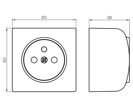 OSPEL BIS GN-1BZP/00 Gniazdo pojedyncze z uziemieniem z przesłonami