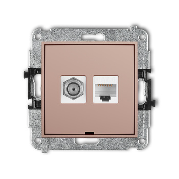 KARLIK MINI 62MGFKBO-3 Mechanizm gniazda antenowego poj. typu F (SAT) + gniazda komp. poj. 1xRJ45, kat. 6, 8-stykowy, bez pola opisowego