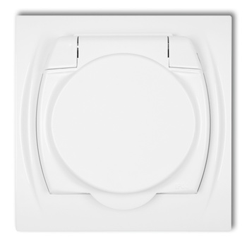KARLIK LOGO LGPB-1s Gniazdo bryzgoszczelne z uziemieniem SCHUKO 2P+Z (klapka biała, bez przesłon torów prądowych)