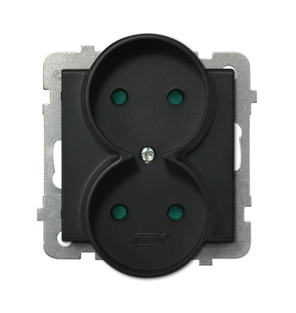 OSPEL SONATA GP-2RR/m/33 Gniazdo podwójne moduł bez ramki czarny