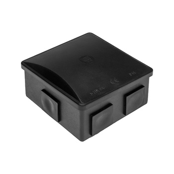 Puszka hermetyczna 80x80x40, 6 dławików, kwadratowa, odporna na UV, czarna, IP44