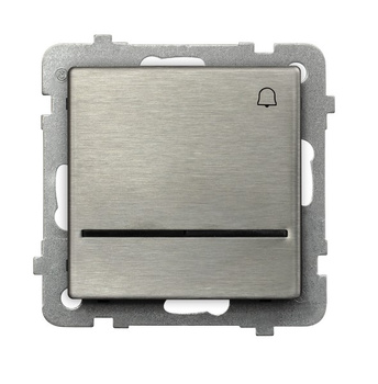 OSPEL SONATA STAL INOX ŁP-6RMS/m/37 Łącznik zwierny "dzwonek" z podświetleniem niebieskim