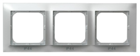 OSPEL IMPRESJA RH-3Y/18 Ramka potrójna do łączników IP-44 srebro