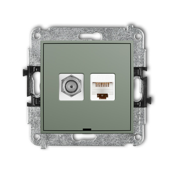 KARLIK ICON 61IGFKBO-1 Mechanizm gniazda antenowego poj. typu F (SAT) + gniazda komp. poj. 1xRJ45, kat. 5e, 8-stykowy, bez pola opisowego