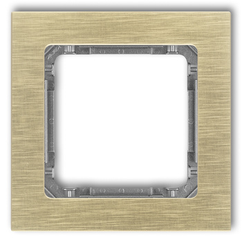 KARLIK DECO 8-11-DRA-1 Ramka uniwersalna pojedyncza - aluminium szczotkowane (ramka: kolor mosiężny; spód: grafitowy)