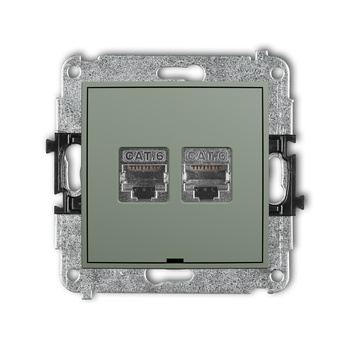 KARLIK MINI 61MGKBO-6 Mechanizm gniazda komputerowego podwójnego 2xRJ45, kat. 6, ekranowany, 8-stykowy, bez pola opisowego