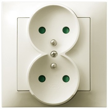 OSPEL IMPRESJA GP-2YZP/27 Gniazdo podwójne z/u, przesłłony, kompletne