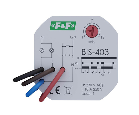 F&F Przekaźnik bistabilny BIS-403 230 V z wyłącznikiem czasowym