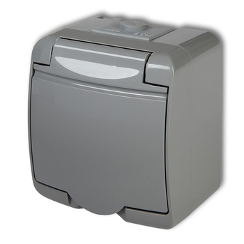 KARLIK JUNIOR 10GHE-1  Gniazdo pojedyncze z uziemieniem 2P+Z (klapka popielata; bez przesłon)