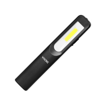 Latarka warsztatowa LED 3W 200lm + 50lm, 1200mAh, 3 tryby: 100%, 50%, dioda frontowa, magnes, klips