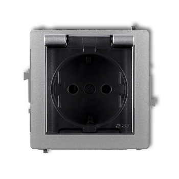 KARLIK DECO 7DGPB-1sdp  Gniazdo bryzgoszczelne z uziemieniem SCHUKO 2P+Z (klapka dymna