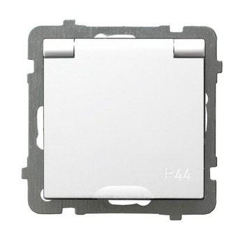 Ospel as GPH-1GS/m/00/w Gniazdo bryzgoszczelne z uziemieniem schuko IP-44 wieczko w kolorze wyrobu