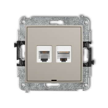 KARLIK MINI 60MGTKBO Mechanizm gniazda telefonicznego pojedynczego 1xRJ11 + komputerowego pojedynczego 1xRJ45, kat. 5e, 8-stykowy, beznarzędziowe, bez pola opisowego