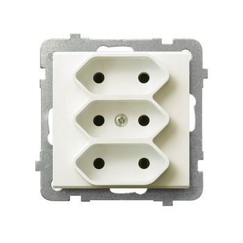 OSPEL SONATA GP-3R/m/27 Gniazdo potrójne EURO ecru