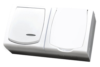 OSPEL MADERA ZH-NŁ1SG/00/w Łącznik jednobiegunowy podświetlany +Gniazdo