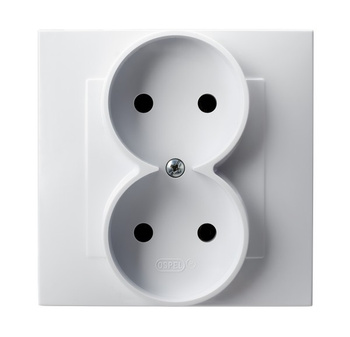 OSPEL SZAFIR GP-2Z/00 Gniazdo podwójne kompletne z ramką biały