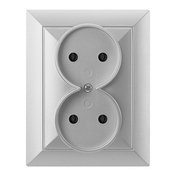 Gniazdo podwójne p/t 2x2P Pearl, 16A, 250V, PT-5 P, srebrny