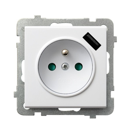 OSPEL SONATA GP-1RZPUSB/m/75 Gniazdo z/u z przesłonami, z ładowarką USB A