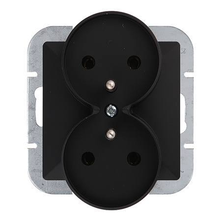 Gniazdo podwójne p/t 2x2P+Z Pearl, 16A, 250V, PT-6 PR, czarny