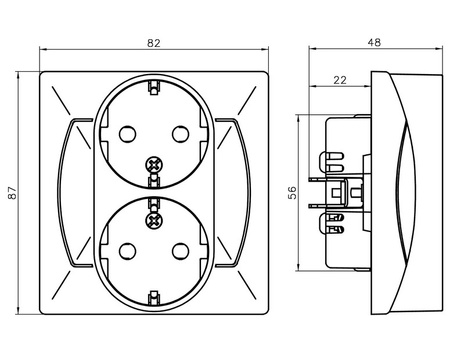OSPEL AKCENT GP-2as/24 Gniazdo podwójne z uziemieniem schuko brąz