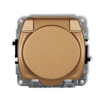 KARLIK TREND 8GPB-1zp  Gniazdo bryzgoszczelne z uziemieniem 2P+Z (klapka złoty metalik