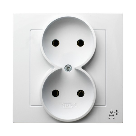 Ospel as ANTYBAKTERYJNY GP-2GA/00 Gniazdo podwójne kompletne z ramką, produkt zawiera nanocząsteczki srebra