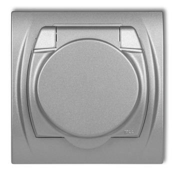 KARLIK LOGO 7LGPB-1z Gniazdo bryzgoszczelne z uziemieniem 2P+Z (klapka srebrny metalik, bez przesłon torów prądowych)