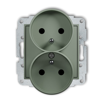 KARLIK MINI 61MGPR-2zp Mechanizm gniazda podwójnego do ramki z uziemieniem 2x(2P+Z) (przesłony torów prądowych)