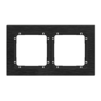 KARLIK DECO 12-12-DRA-2 Ramka uniwersalna podwójna - aluminium szczotkowane (ramka: czarna; spód: czarny)