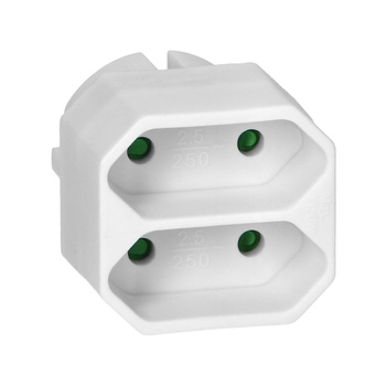 Rozgałęźnik 2x2P euro, biały, 20 szt.