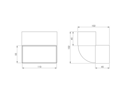 S/KPI 110x55 Kolano pionowe płaskie 110x55mm 003-113